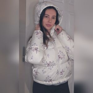 Coach Floral Print Puffer Down Jacket